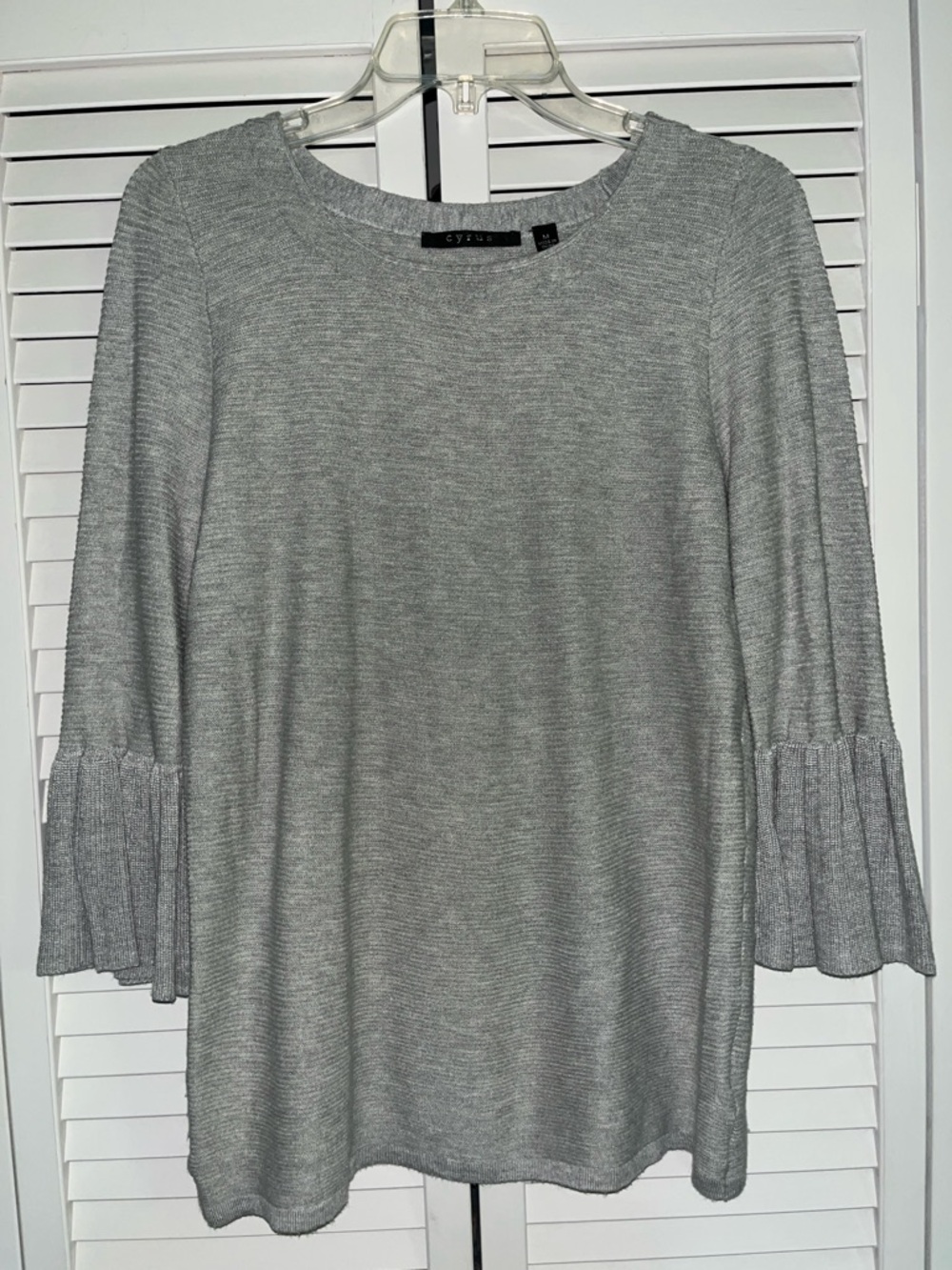 Cyrus Heather Gray Ribbed Knit Top